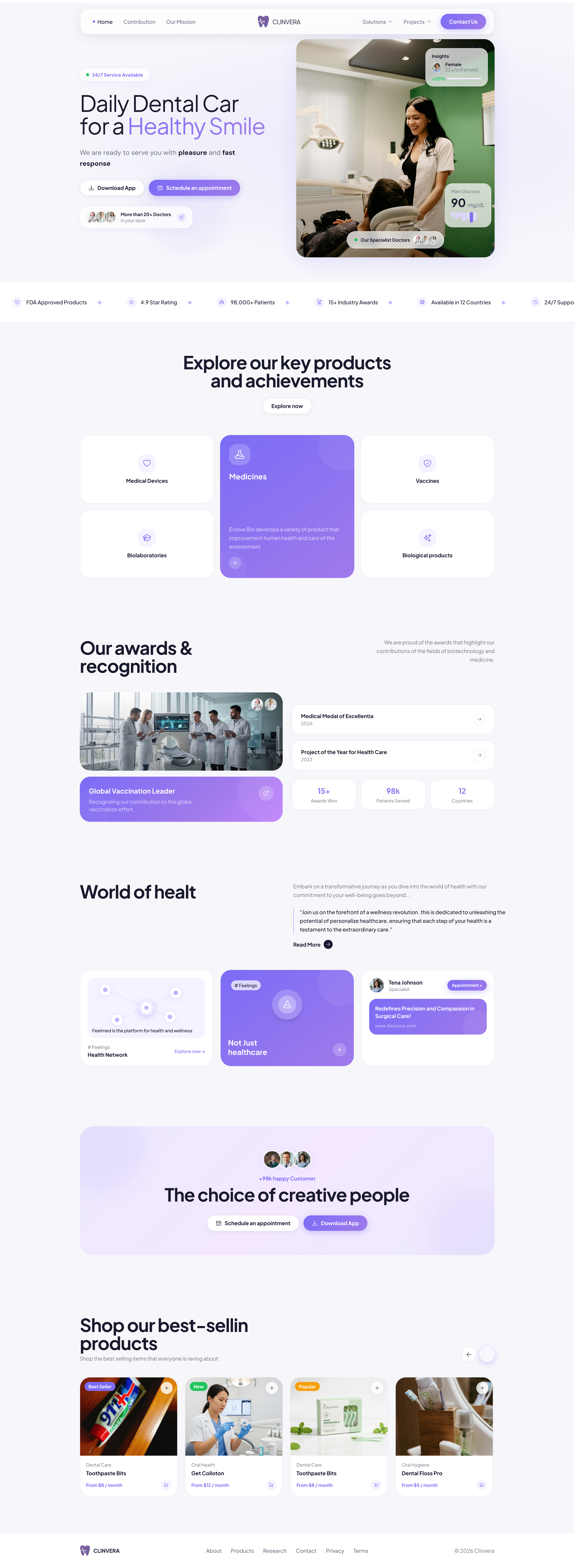 Clinvera — Healthcare Landing Page Design | Product UI UX figma healthcare landing page medical website product design saas design ui design ux design website design