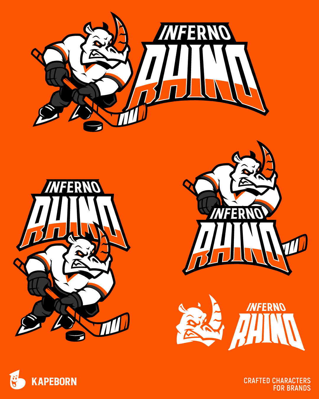 Inferno Rhino branding character design graphic design illustration logo logo design mascot mascot design mascot logo