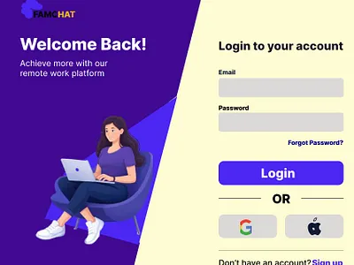 Famchat remote work platform branding graphic design logo ui