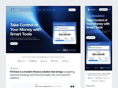 SaaS Landing Page expense tracking dashboard finance finance dashboard finance management app fintech fintech website design modern design oripio product design saas saas landing page saas landing page design saas website ui ux design web design website design