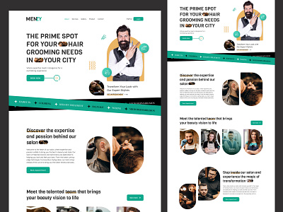 Menzy- Salon Shop Landing Page beauty creative design figma figma design green haircare haircut landing page landing page design men men grooming salon template design ui ui design uiux web web design website website design