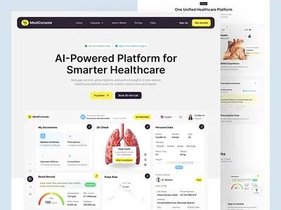 Healthcare SaaS Landing Page ai artificial intelligence b2b healthcare design yow health services healthapp healthcare healthcare landingpage healthcare website healthtech landing page med tech medical care medical landing page medical website design medicaldashboard productdesign saas saas landing page saasdesign