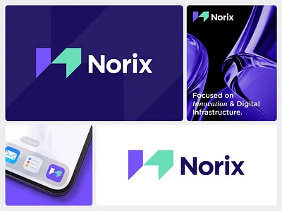 Norix Logo & Brand Identity brand guideline brand identity branding fintech geometric logo graphic design logo logo design logotype n lettermark n logo norix logo saas tech logo tech startup vector