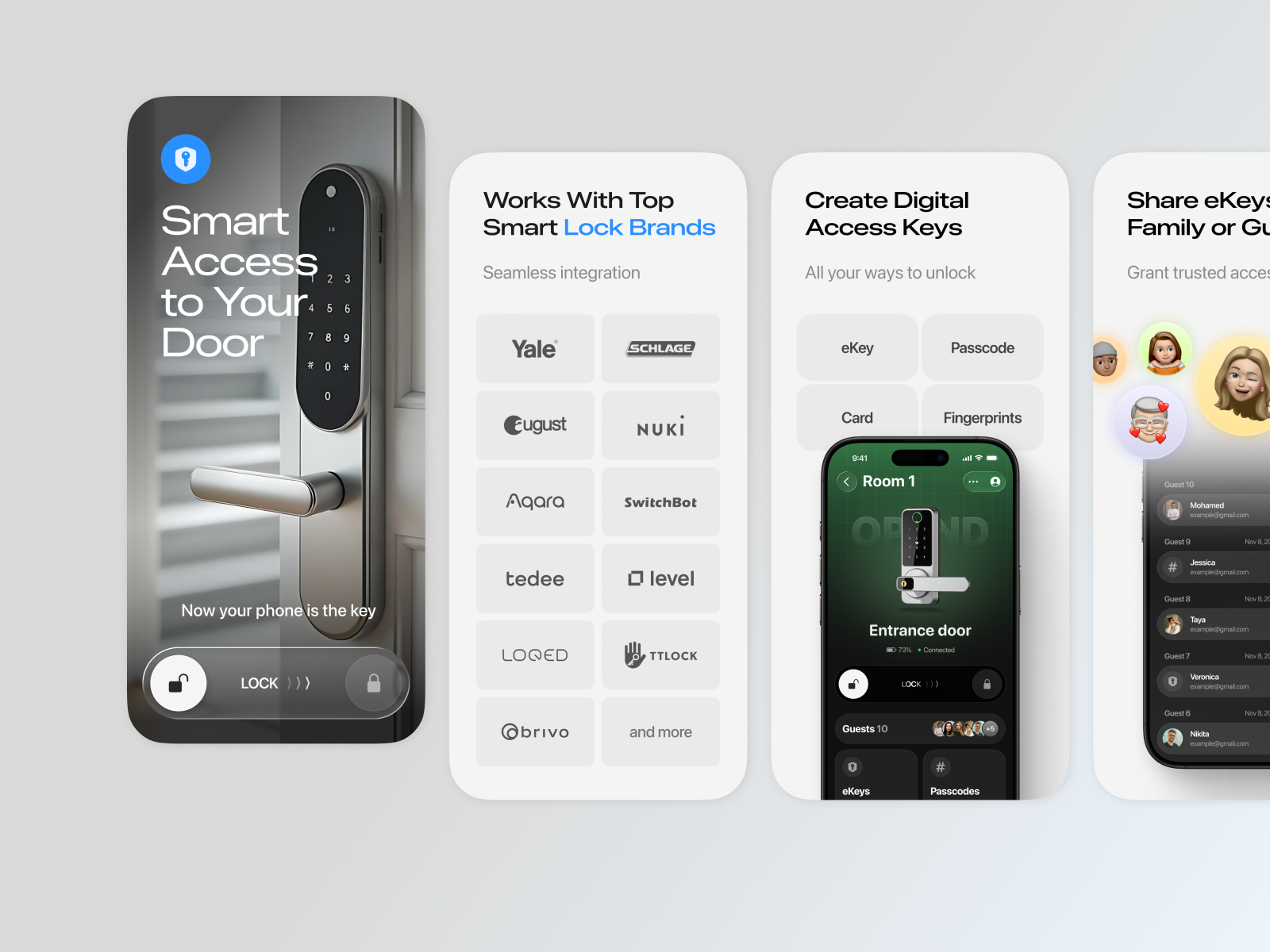 Smart Lock App Screenshots app store aso branding design figma graphic design home automation illustration interface ios iphone minimal mobile app modern smart home ui ux vector