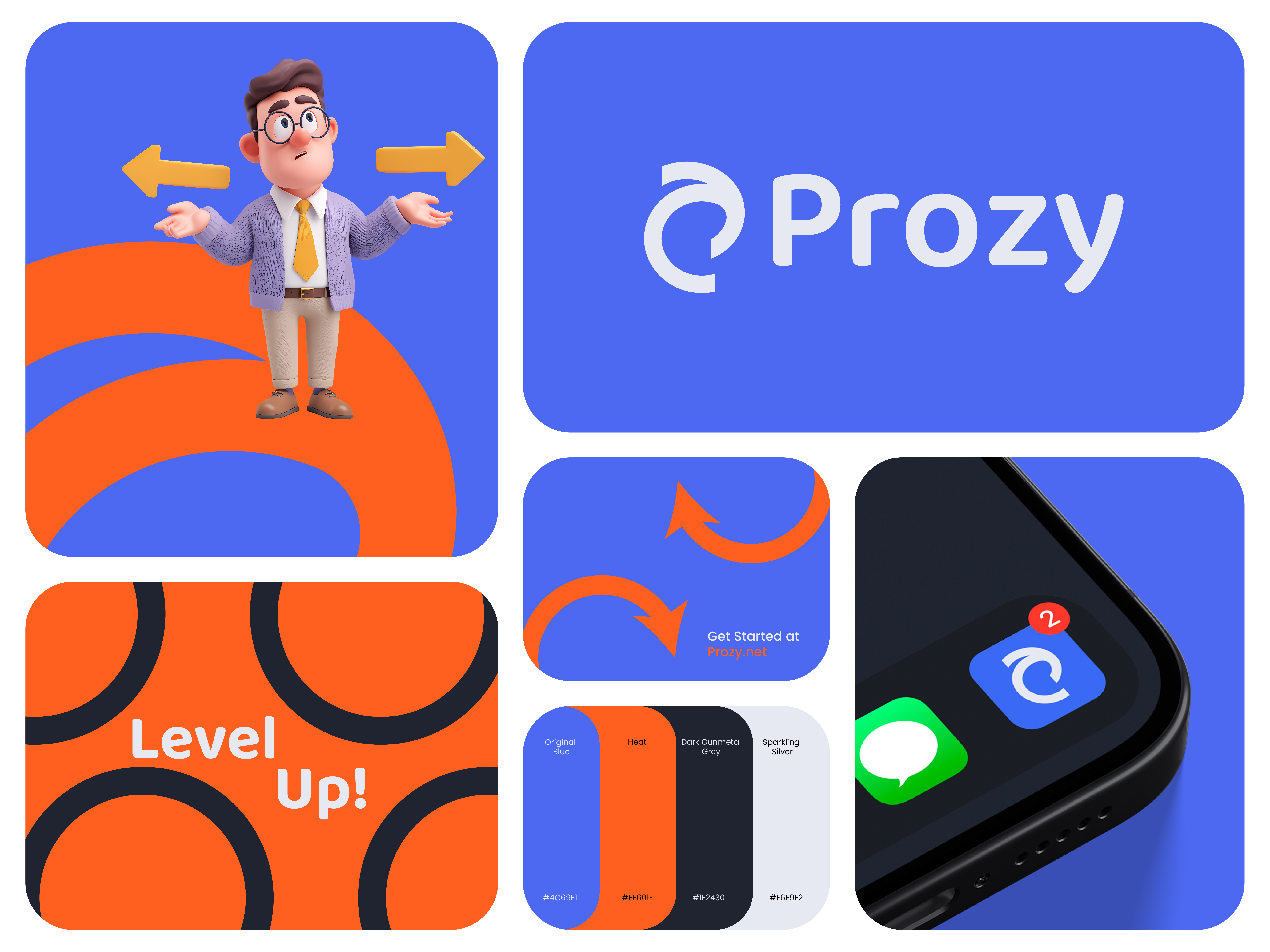Example of Prozy Branding — Minimal Tech Logo & App Identity