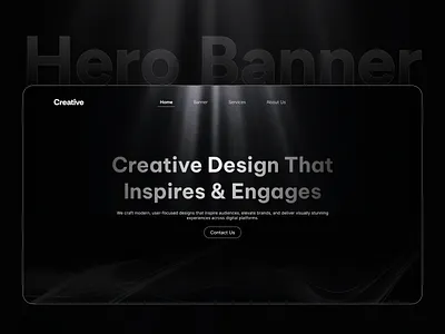 Modern Hero Banner UI Design | Creative Website Landing Section creativeagency darkui dribbble figmadesign herobanner landingpagedesign landingpageui modernwebdesign uidesign uiinspiration uxdesign webdesign webdesigner websitebanner webui