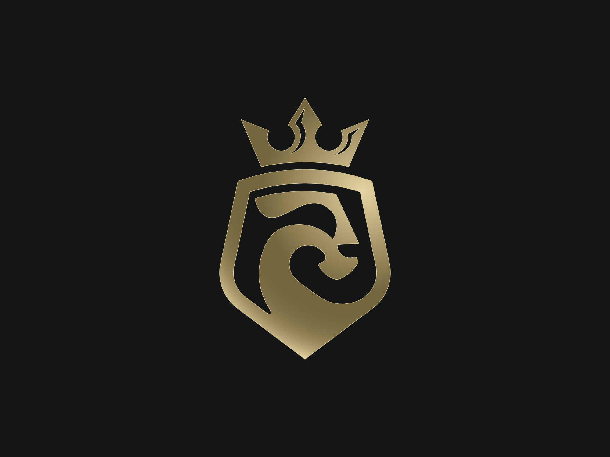 Minimal Golden Lion Shield Logo
