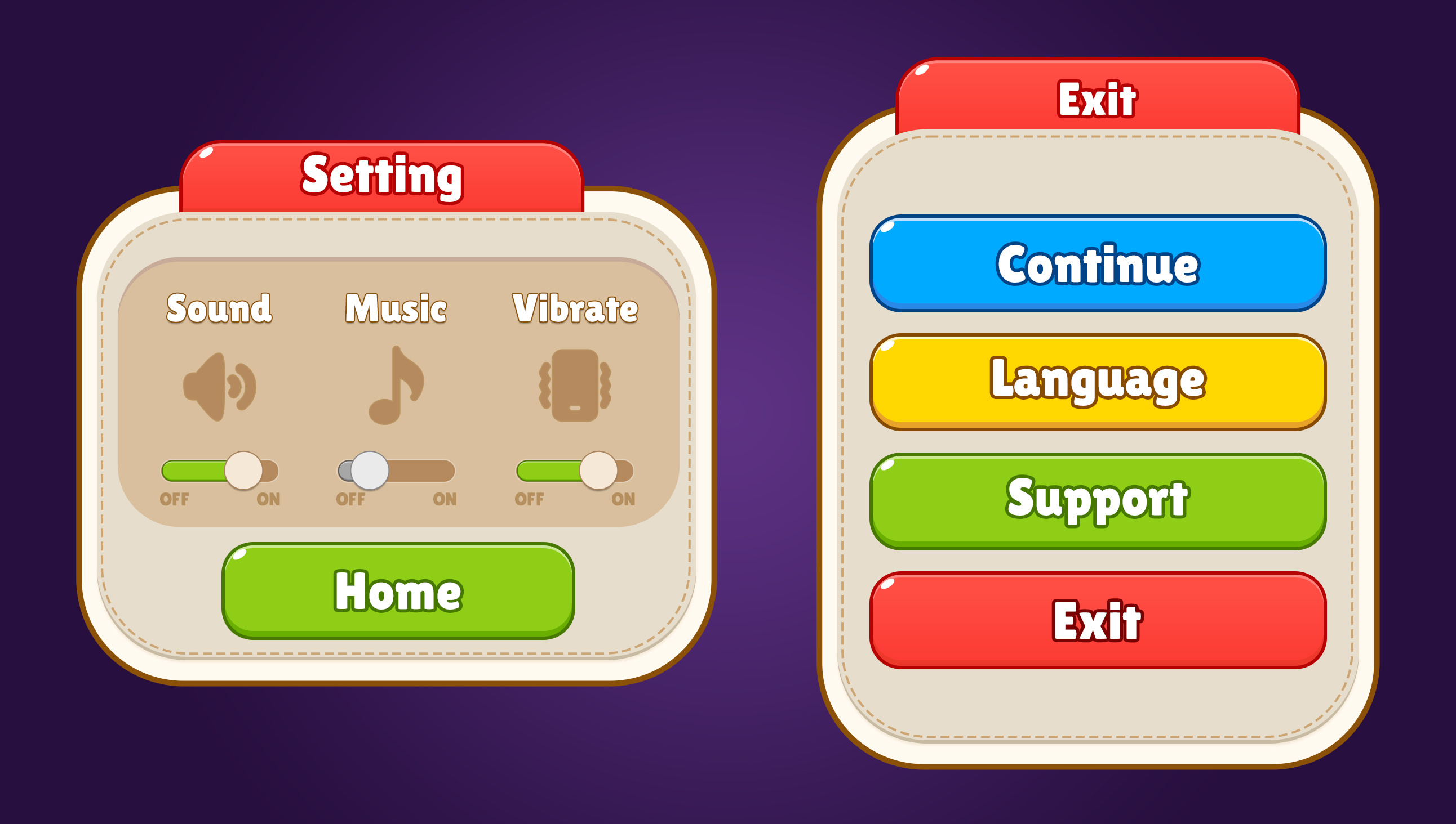 Casual Mobile Game Settings Menu UI Design cartoon ui casual game game design game interface game menu game ui mobile game mobile ui settings ui ui design
