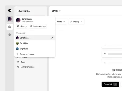 Metric - Popover Navigation button dashboard item link menu navigation popover ui ux webapp website workspace