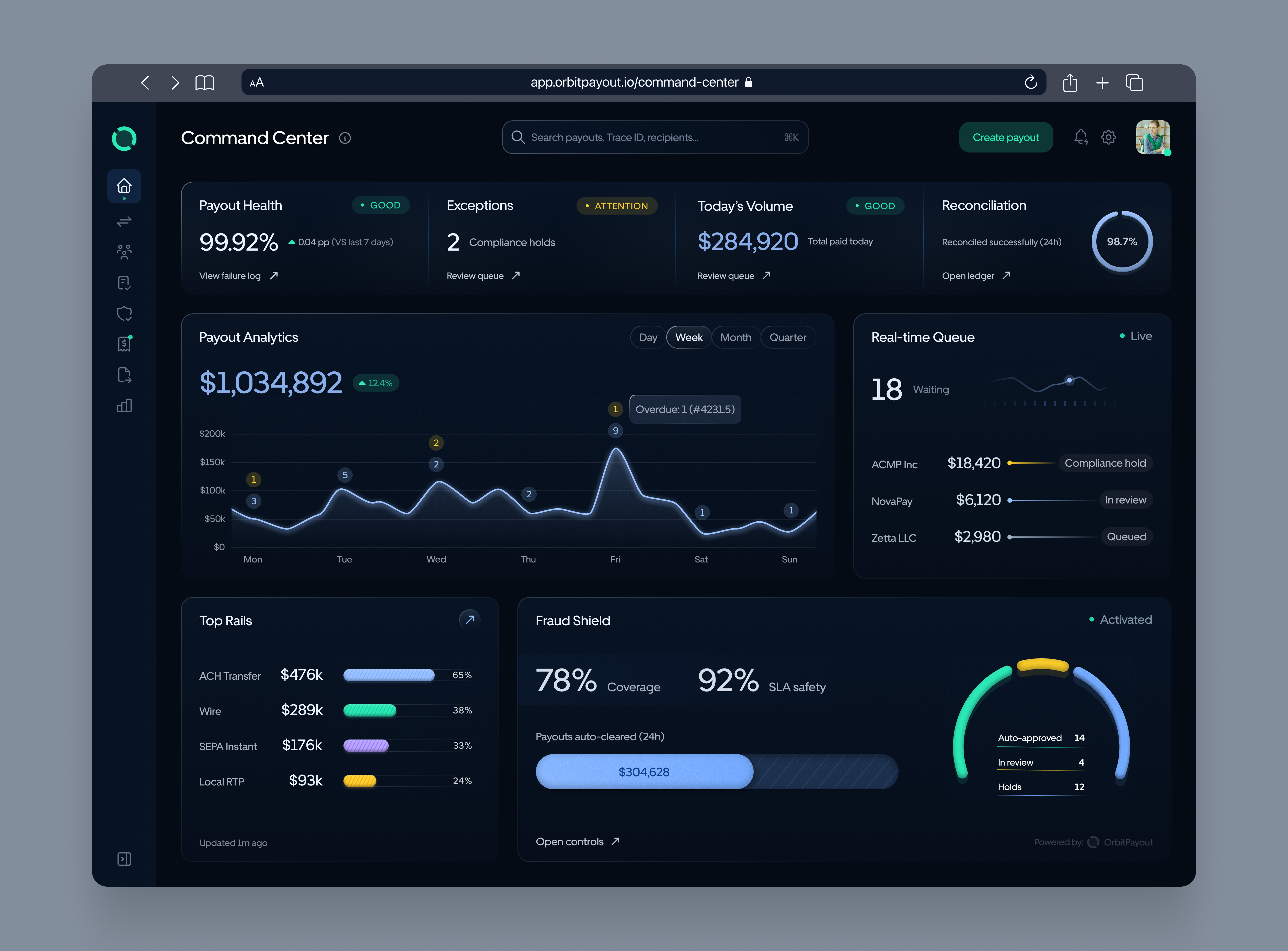 Payout Operations Dashboard Design for Finance Teams b2b dark ui dashboard design finance fintech product design saas ui ux web app