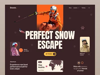 Snowix - Ski Coaching Website adventure adventure sports coaching landing page ski ski adventure ski coaching ski dubai ski event ski resort snow sports sport website sports community travel ui uiux web design website website designer winter sports