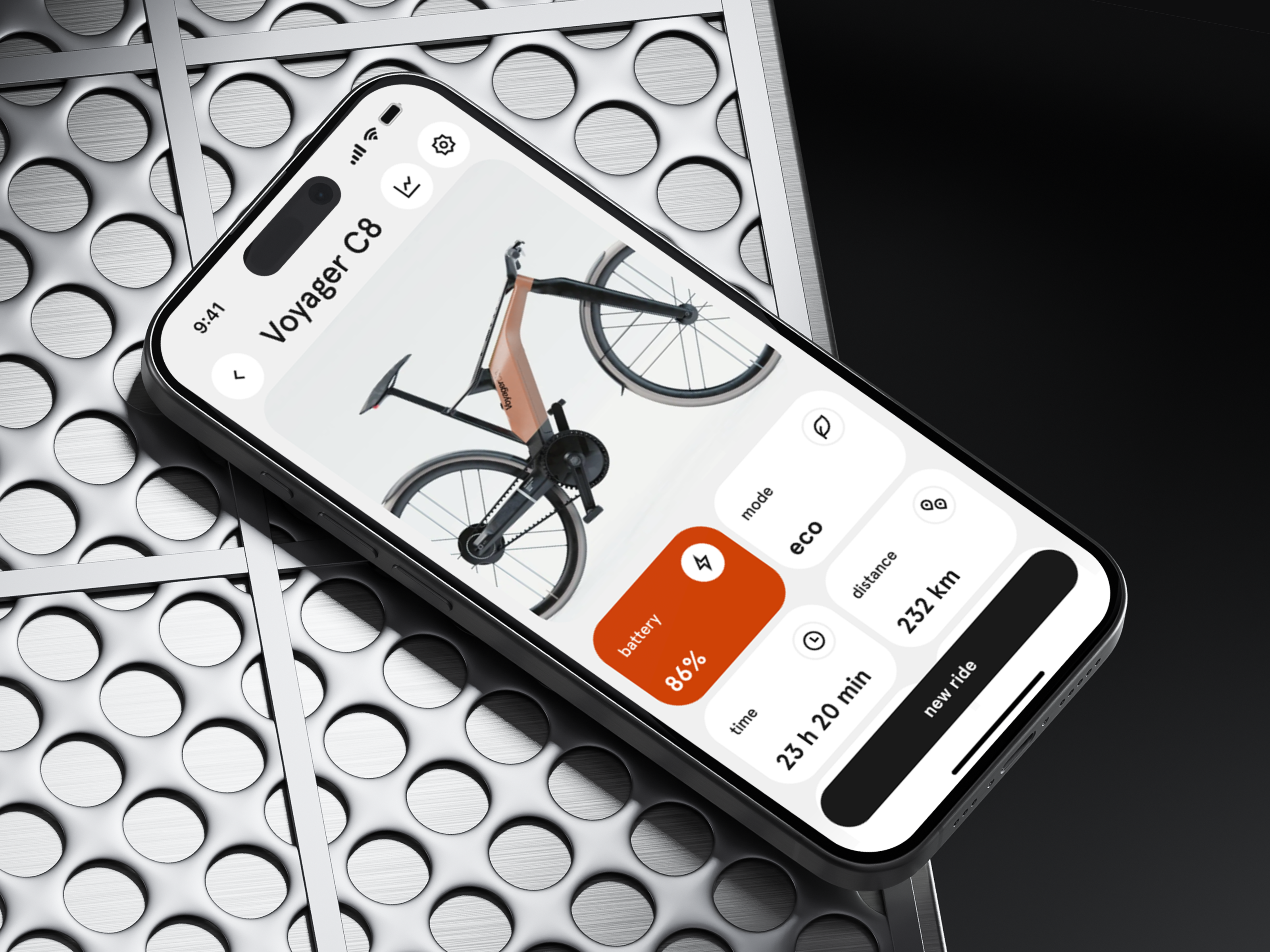 🚲 Product design for Smart E-Bike App | Hyperactive activity analytics app app design bike clean ui concept design e bike hyperactive mobile mobile design product design ride smart smart device ui ux