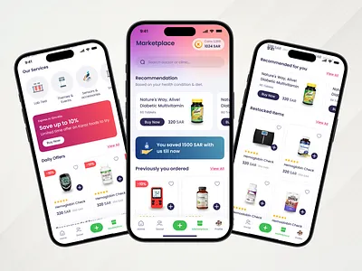 Karaz: Healthcare mobile app marketplace page appui clinical designer digital design freelancer health healthcare marketplace marketplace page marketplaceui medical medicine mobile app ui ux