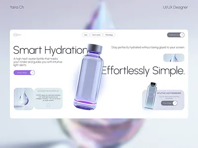 HYDRIX Smart Bottle — Product Landing Page designer figma landing page ui uiux designer web webdesign