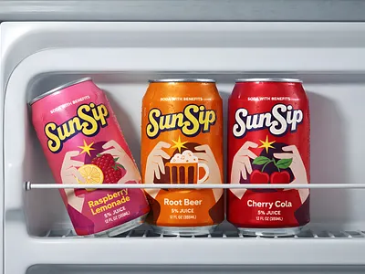 SunSip Beverage Packaging Design for Modern Soda Brands beverage branding branding can design cans label design creativity design drink packaging designing flavored drinks food beverages graphic design packaging design soda can packaging soda drink cans soda sunsip soft drink brand visual identity