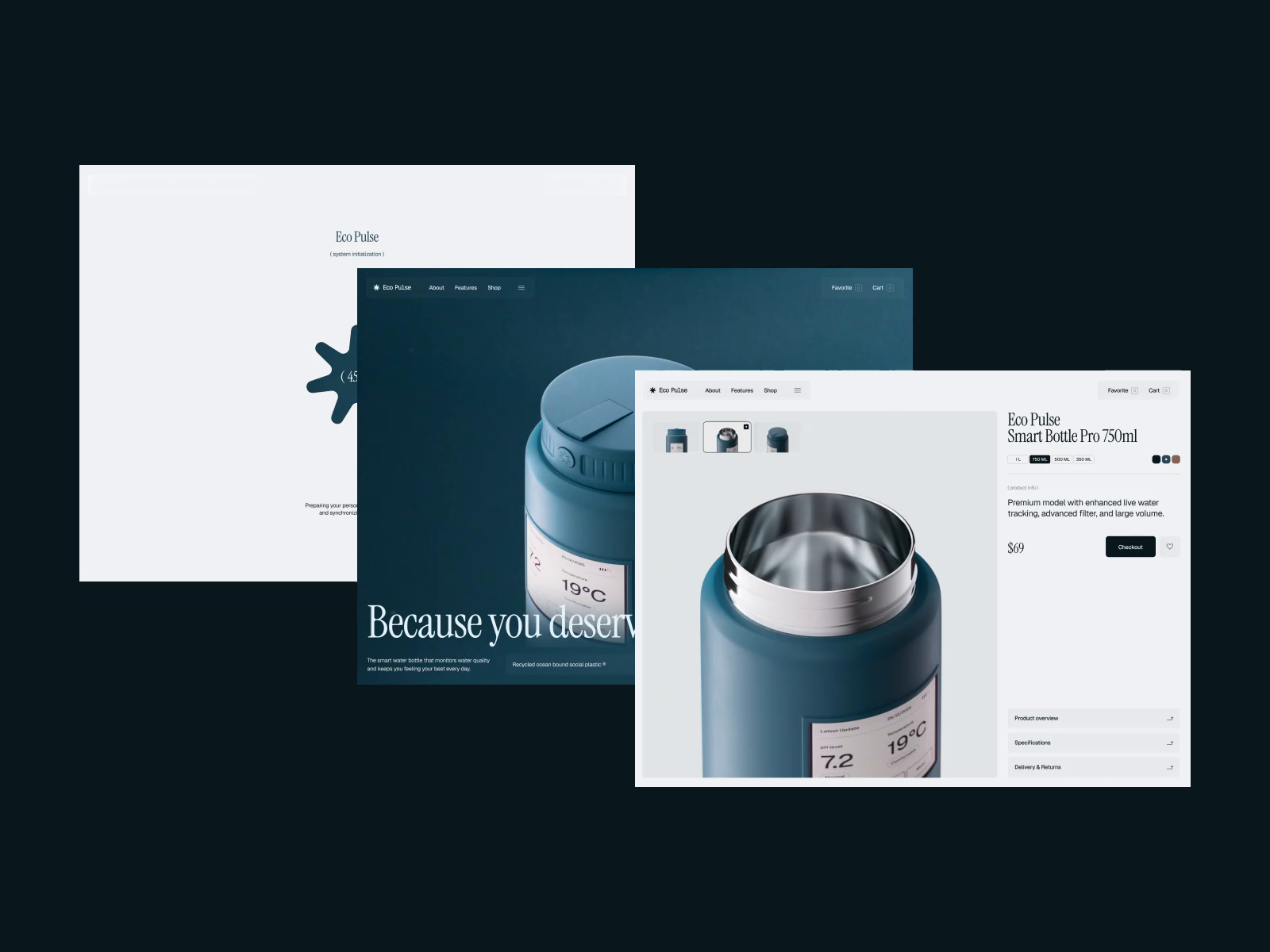 Example of Website Animation for a Smart Water Bottle Product