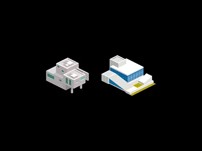 Isometric Buildings architecture asset axonometric black city design details digital gray icon illustration isometric museum vector website