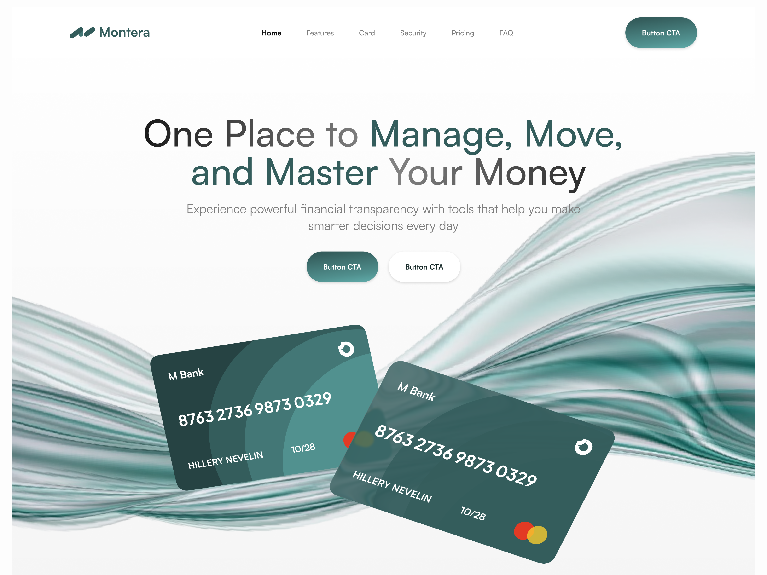 Montera — Financial Platform Landing Page Animation banking app clean company website credit card financial fintech gradient green hero animation interaction design landing page landing page animation minimal modern website motion design saas ui web animation website animation