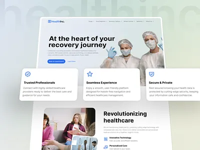 Healthinc - Health Consultation Landing Page app clean clinic corporate design doctor framer health healthcare homepage hospital landing page medic patient responsive ui ui kit ux webflow website