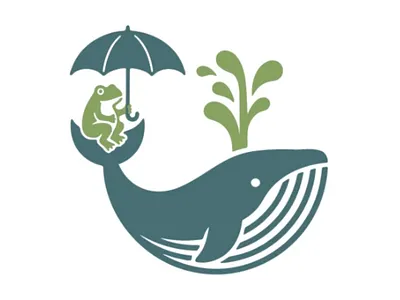 Frog and Whale frog logo umbrella whale