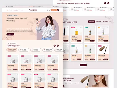 Skincare E-Commerce Website UI Design beauty app beauty brand cosmatics website cosmetics shop e commerce ecommerce ecommerce website figma interface design landing page online store product design product page shopify design skincare website ui design uiux ux design web design website
