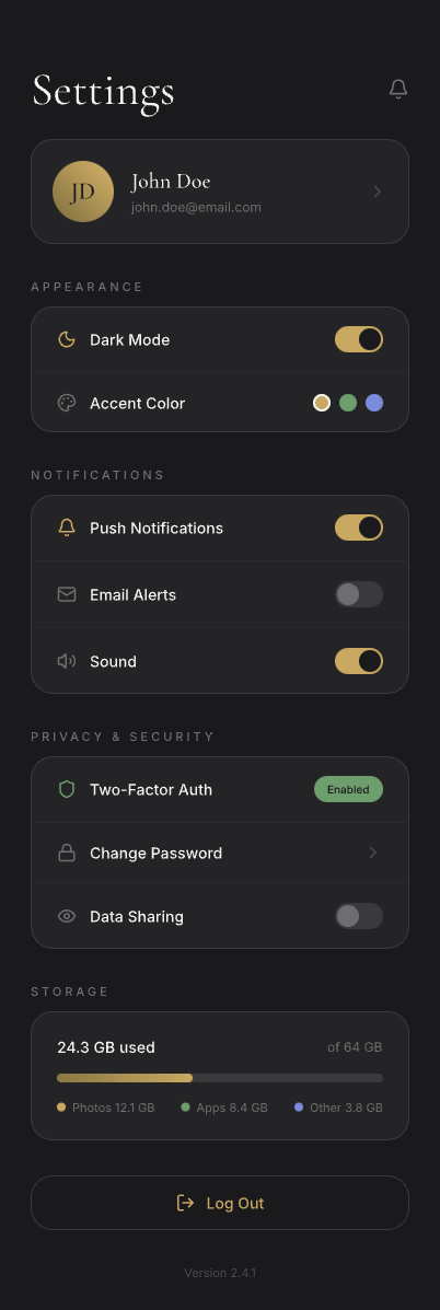 Daily UI Challenge #007 - Settings dailyui
