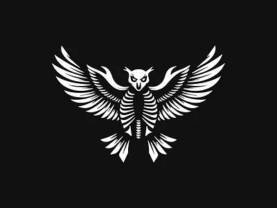 Skeleton Owl Logo — Dark Horror Symbol Design animal logo dark logo geometric logo horror logo minimal logo owllogo saaslogodesign skeletonlogo symbol design