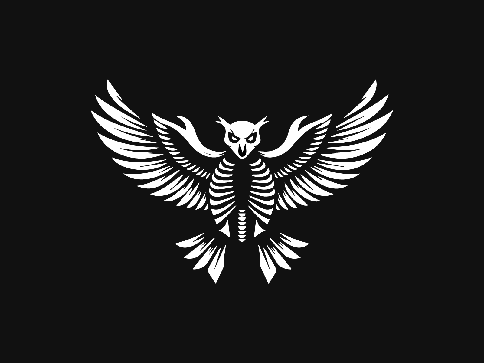 Skeleton Owl Logo — Dark Horror Symbol Design