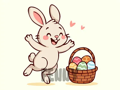 Cheerful Rabbit Jumping Happily animal background bunny celebration christian day decoration easter egg family festival festive greeting happy holiday rabbit religion seasons sunday traditional