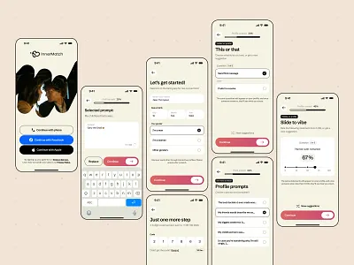 App Onboarding UI/UX app application design match making minimal app mobile onboarding registration signup ui design uiux