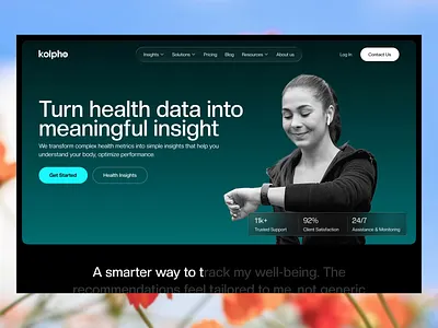 Kolpho Health Analytics Landing Page dashboard figma healthcare healthtech heylikhon landingpage modernui moobliy productdesign saas saasdesign ui uiux ux uxdesign webdesign