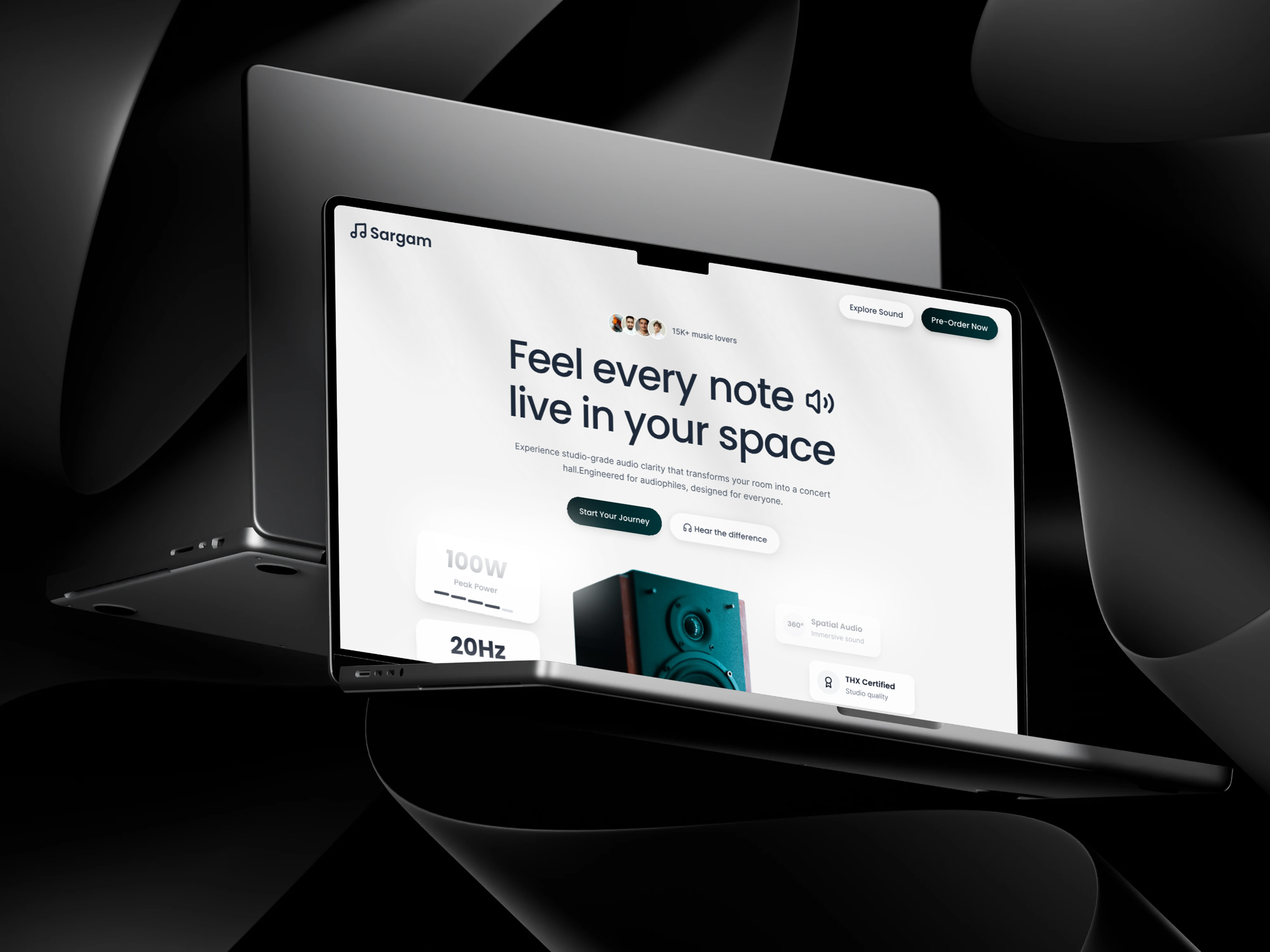Sargam: Soundsystem hero UI hero landingpage minimal music productdesign ui ux website