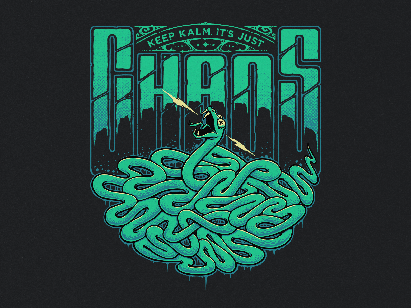 Just CHAOS cartoon design graffiti illustration streetwear t shirt tee typography vector