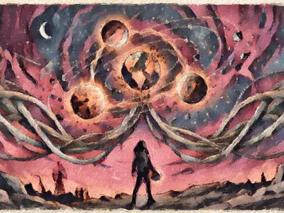 "Cosmic Embrace" | Surreal Digital Painting adobe illustrator art artist concept art design design inspiration designer graphic design gray illustration illustrator pink sci fi watercolor
