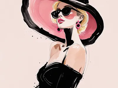 "Pink Brim" | Elegant Fashion Portrait in Corel Painter adobe illustrator art artist concept art corel design design inspiration designer graphic design illustration pink sketch woman