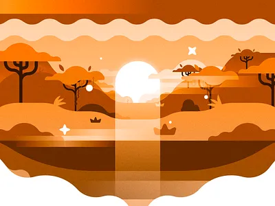 Sunset -02 africa animation motion graphics storyboard styleframe sunset vector