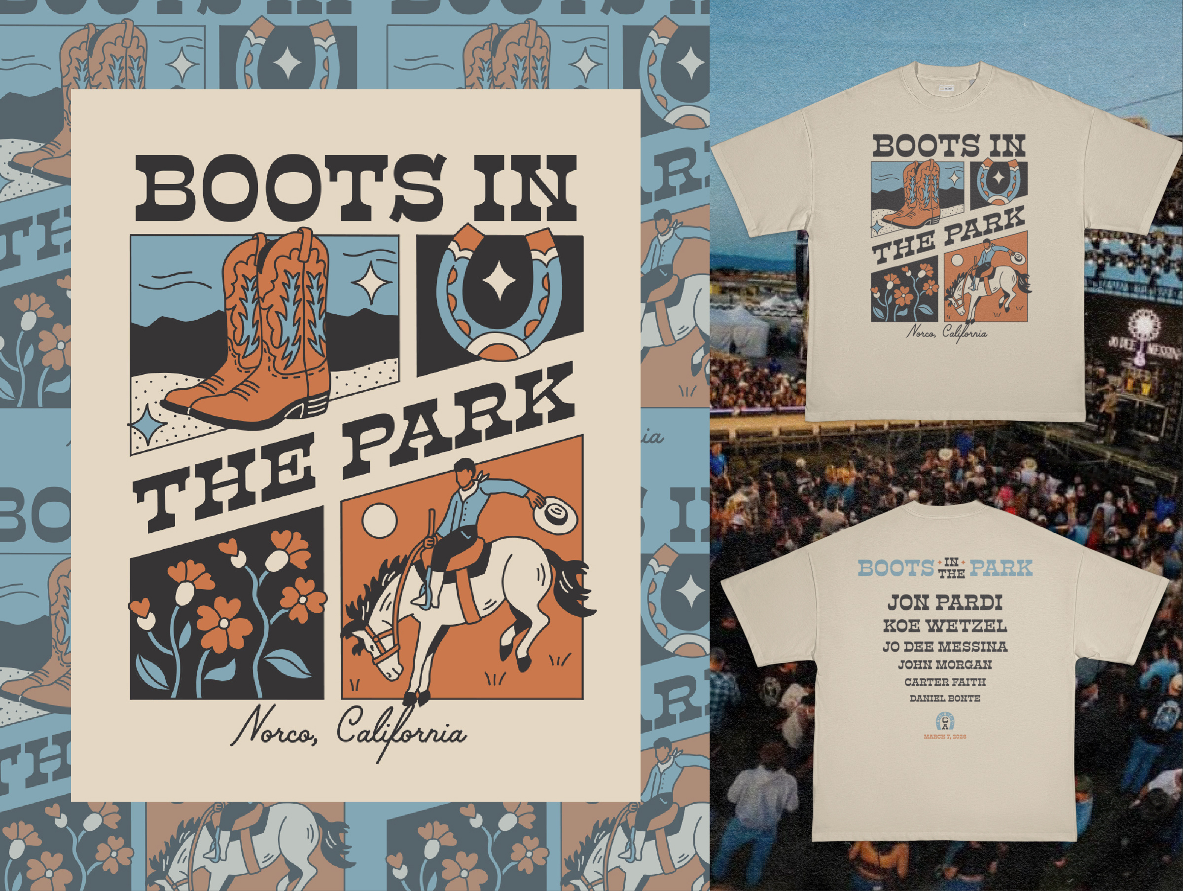 Cowboy Grid: Country Festival Merch Design