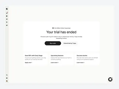 Confera - Trial Expired Page button card dashboard design expired lightmode link navigation saas shadow sidebar trial ui ux webapp website