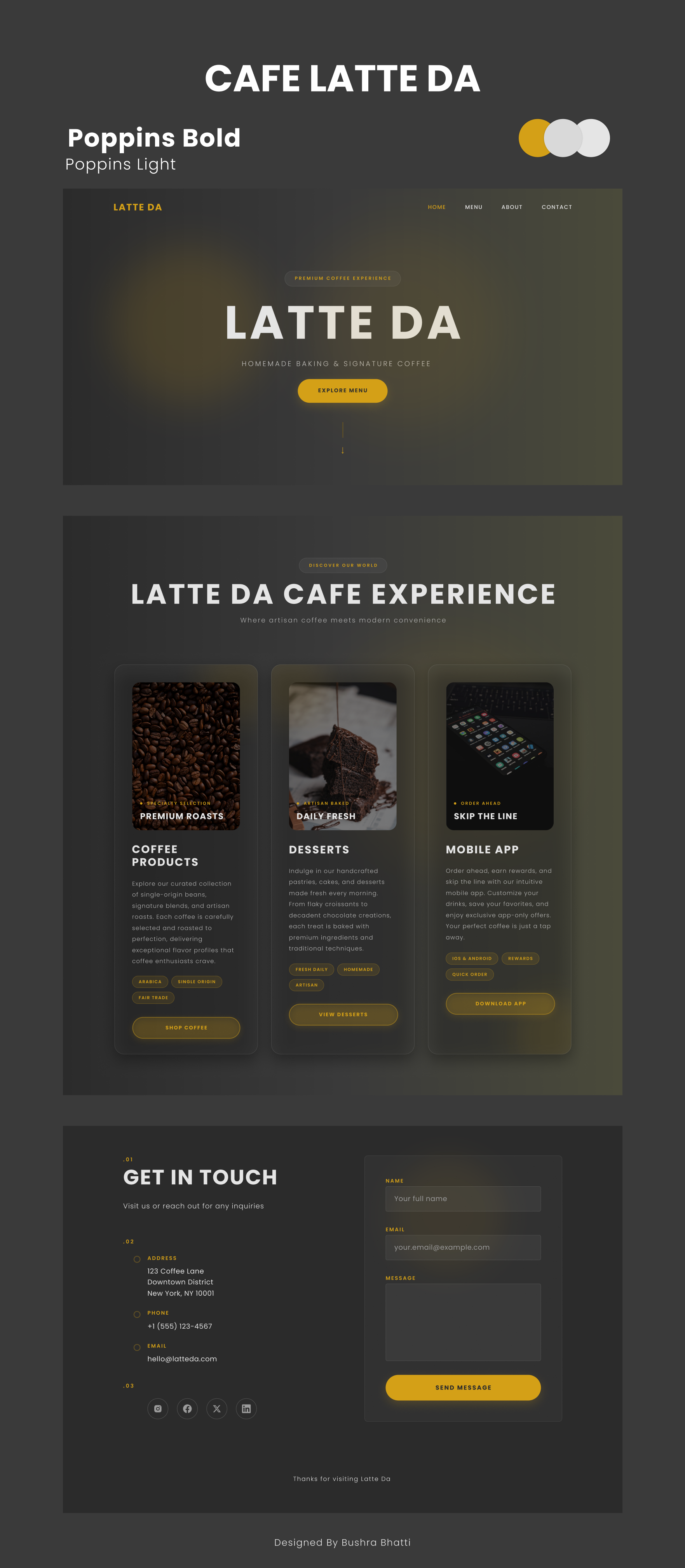 CAFE LATTE DA branding ui
