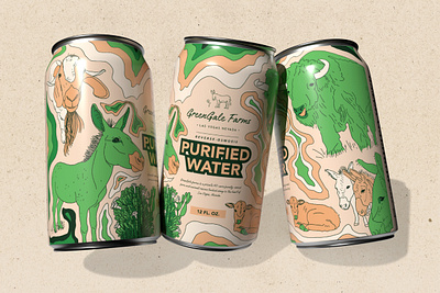 GreenGale Farms - Canned Water Design 3d canned beverage design graphic design illustration packaging typography