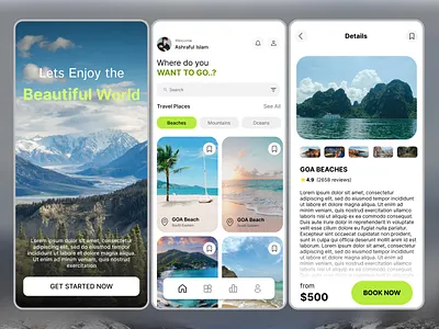 Travel App — Destination Discovery UI appdesign dribbble mobileappdesign productdesign travelapp uidesign uiux uxdesign