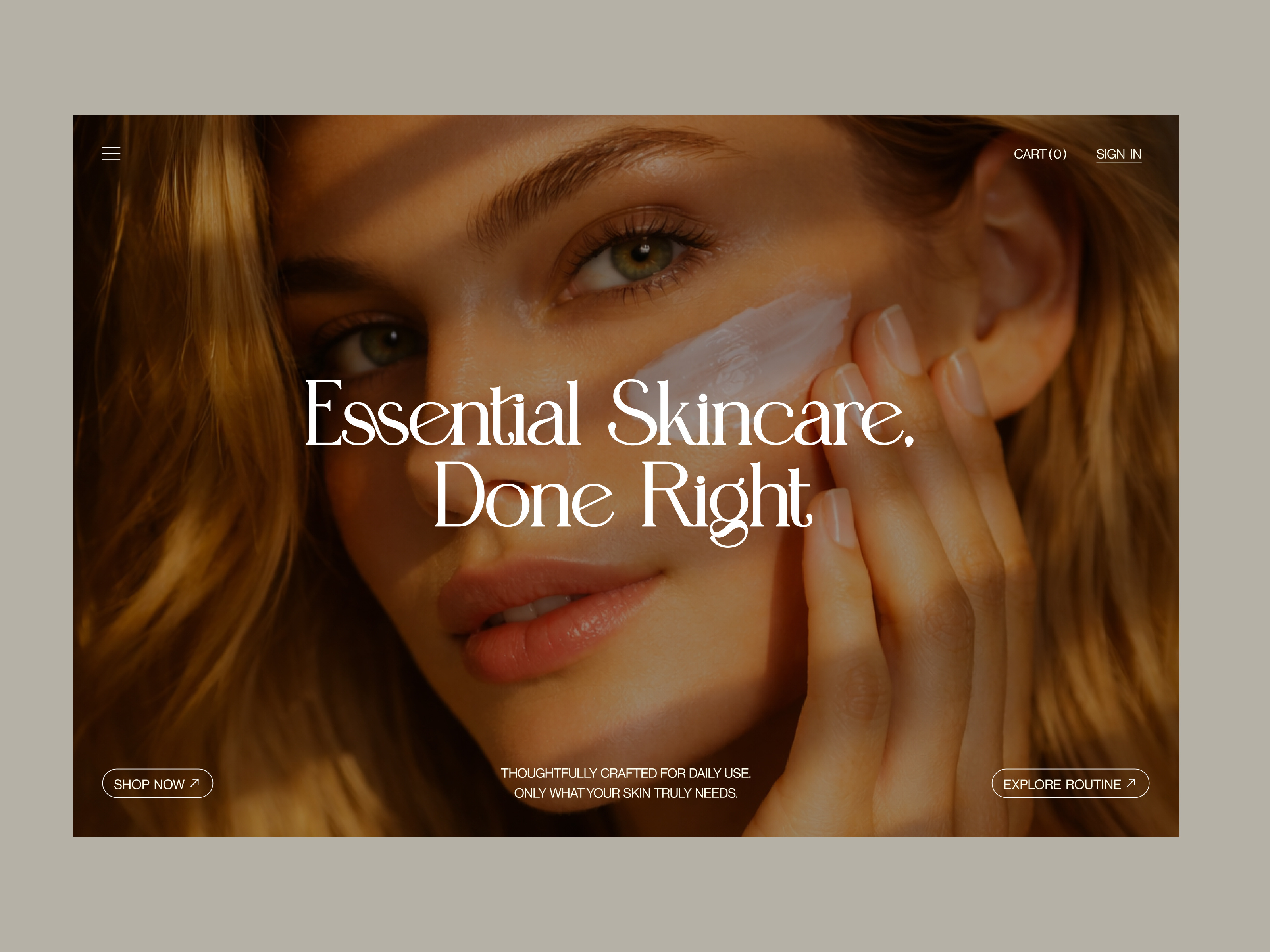 Essential Skincare — E-commerce Website Concept beauty beauty brand branding clean ui cosmetics design ecommerce hero section homepage design minimal design product design skincare ui ui design web design