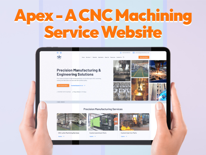 Apex - A CNC Machining Service Website Design apex cnc b2b website cnc machining custom parts dark mode engineering services figma high tech ui industrial design industrial tech industrial ui landing page machining solutions manufacturing ui manufacturing website metal fabrication modern industrial precision engineering prototype ux design