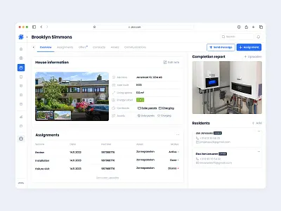 Property Management View for B2B Energy Platform assets b2b contracts crm dashboard energy greentech installations interface management navigation platform property proptech saas solar table tracking ui ux