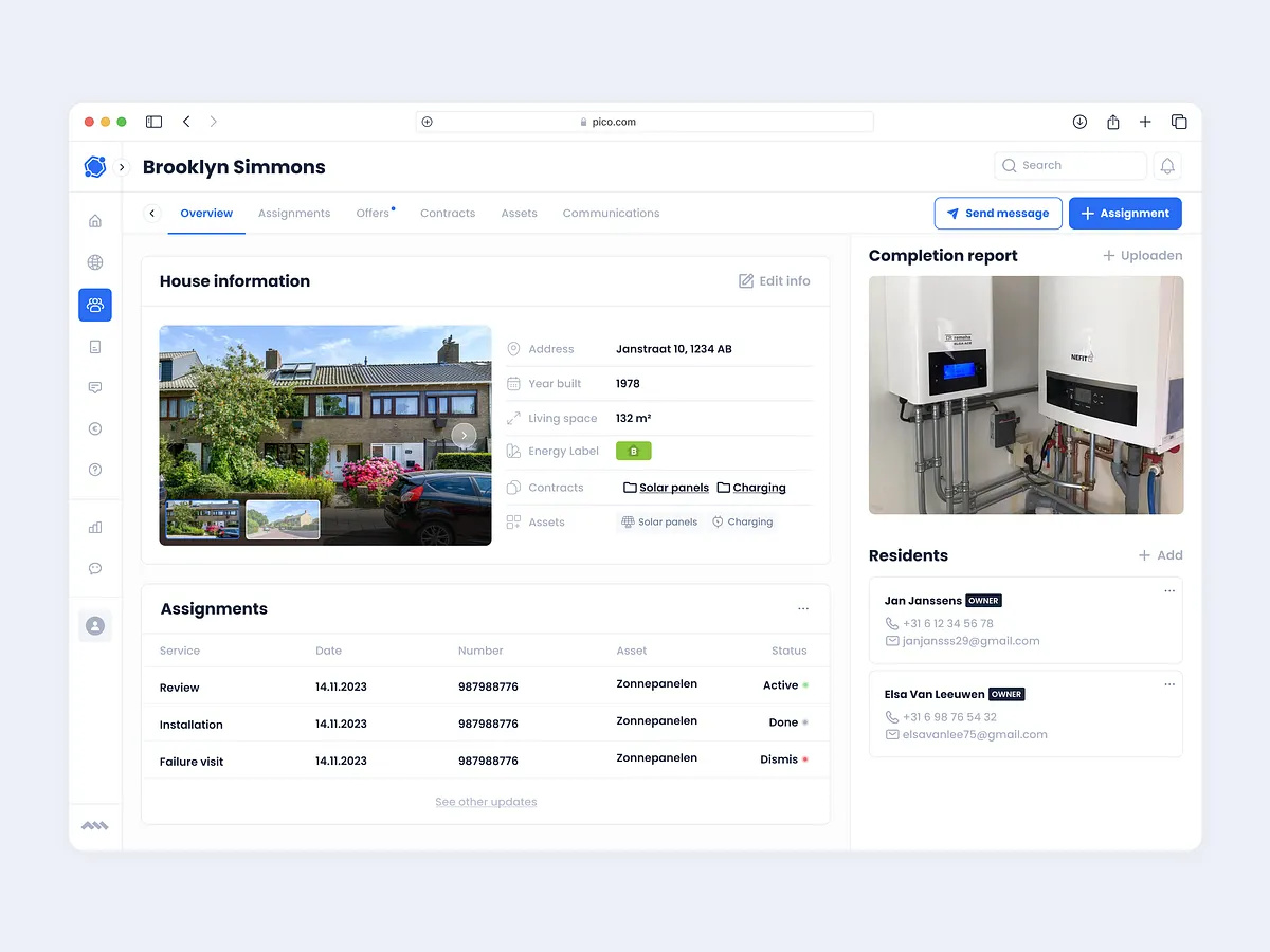 Property Management View for B2B Energy Platform