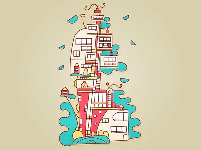 The Sub-Orbital Semi-Detached abstract abstractarchitecture britishdesign characterdesign design graintexture illustration lineart minimalism sketchbooktodigital surrealism vectorart vectorillustration verticalcity