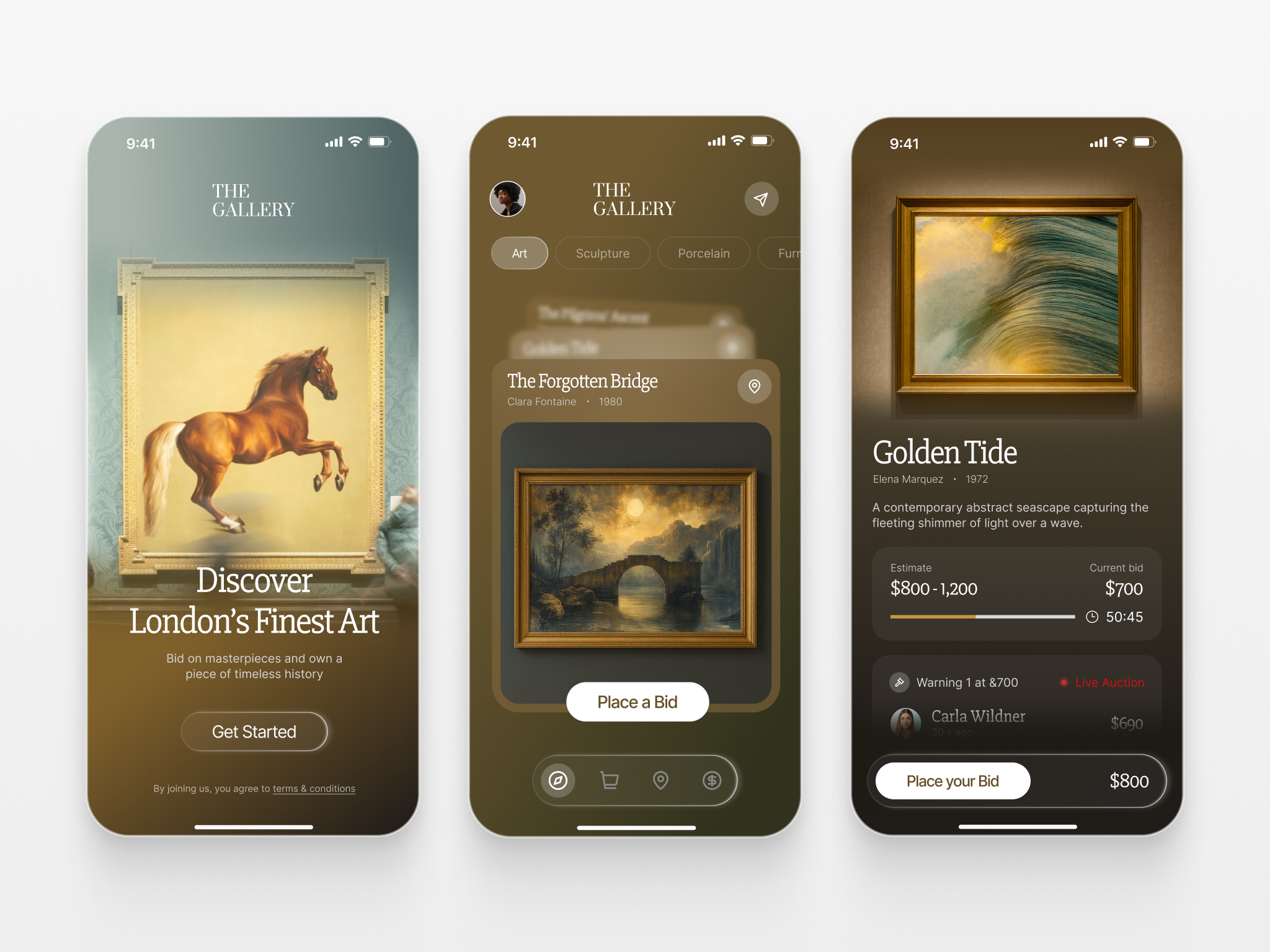 The Gallery - Fine Art Auction Mobile App UI