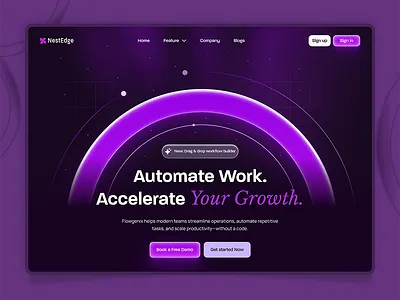 Glowing Arc Web Hero Design — 4 Color Variations automation clean ui dark mode futuristic glow ui gradient hero section landing page light mode minimal modern ui saas startup ui design web design website design workflow