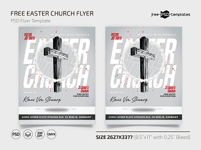 Free Easter Church Flyer Template + Instagram Post (PSD) church churchflyer easter event events flyer flyers free freebie photoshop print printed psd template templates