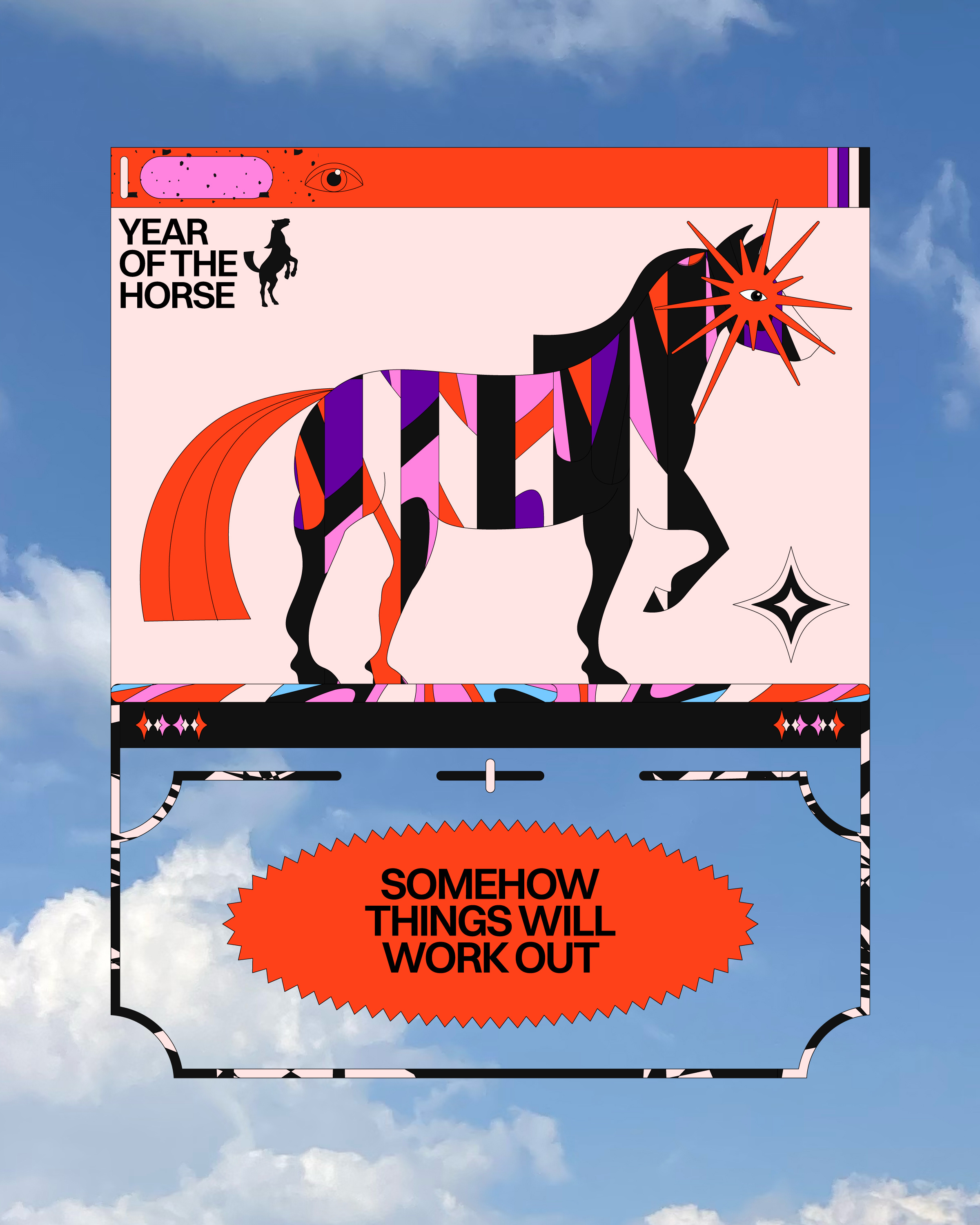 Year of The Horse animal calendar color palette colorful design graphic design grid horse illustration illustrator symbols vector vector art vectorart